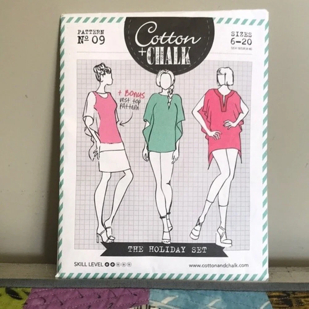 Cotton & Chalk Kimona Tops Sewing Pattern The Holiday Set sz 6-20 (US 4-18) NWT